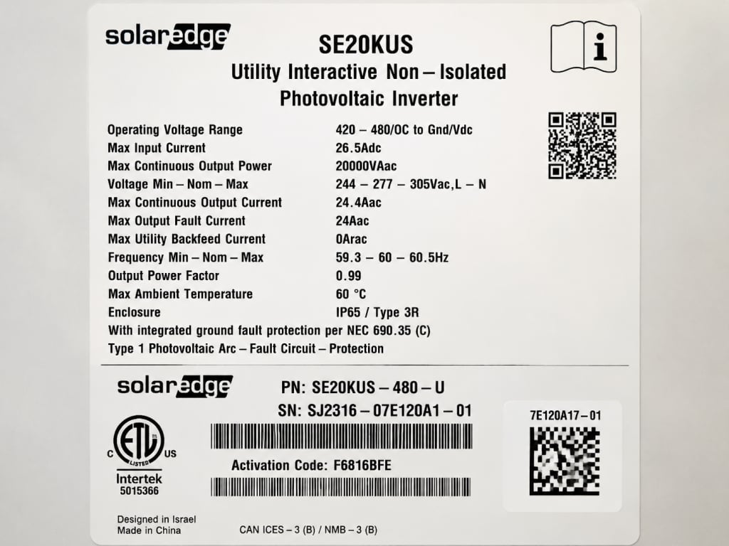 Solaredge 20kW 277-480V Three Phase Inverter — image 3