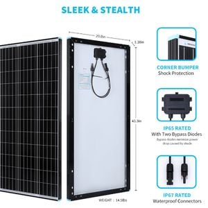 Renogy 100 Watt 12 Volt Monocrystalline Solar Panel Image