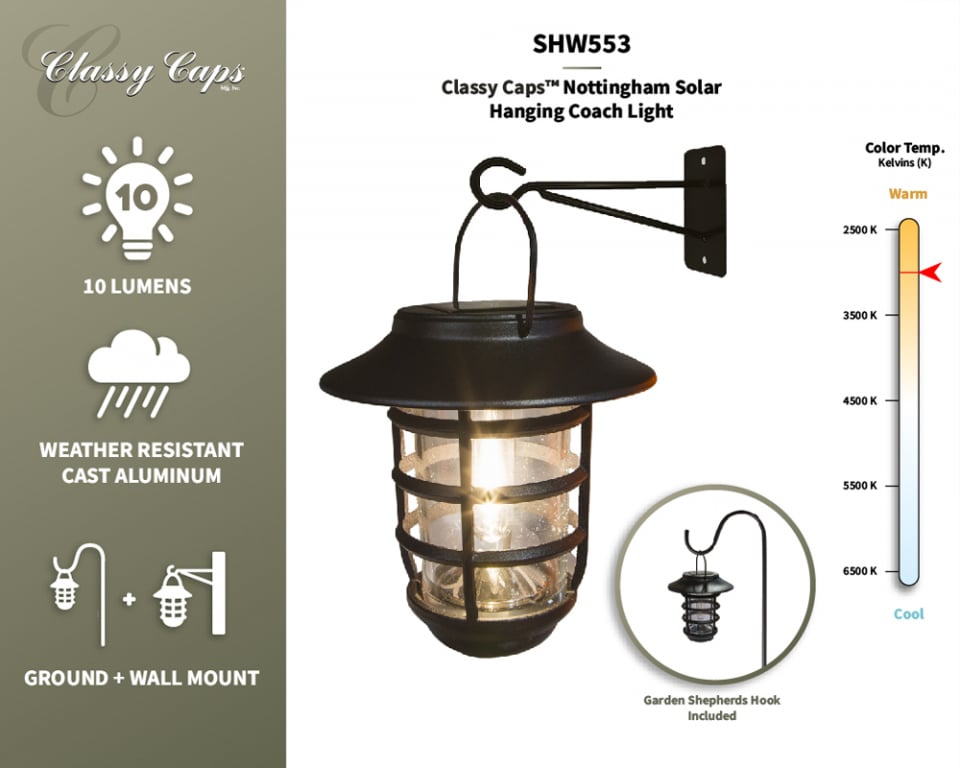 Classy Caps Nottingham Solar Hanging Coach Light — image 2