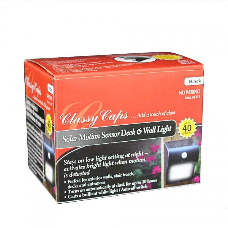 Classy Caps Solar Motion Sensor Black Deck & Wall Light — image 6