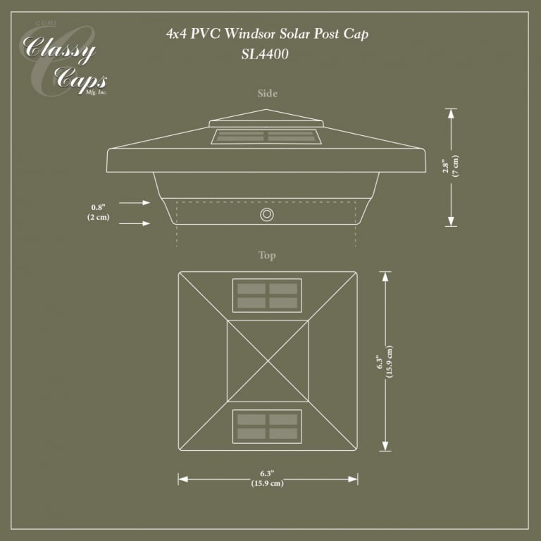Classy Caps PVC Windsor Solar Post Cap 4x4 (WHITE) — image 7