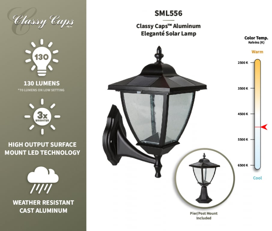 Classy Caps Elegante Solar Lamp Aluminum (Black) — image 2