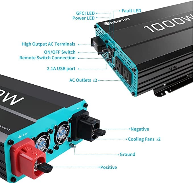 Renogy 1000W 12V Pure Sine Wave Inverter — image 4