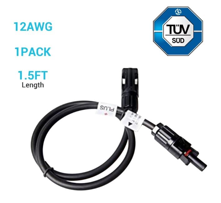 Renogy Solar Panel Extension Cable 1.5ft 12AWG (Single) — image 1