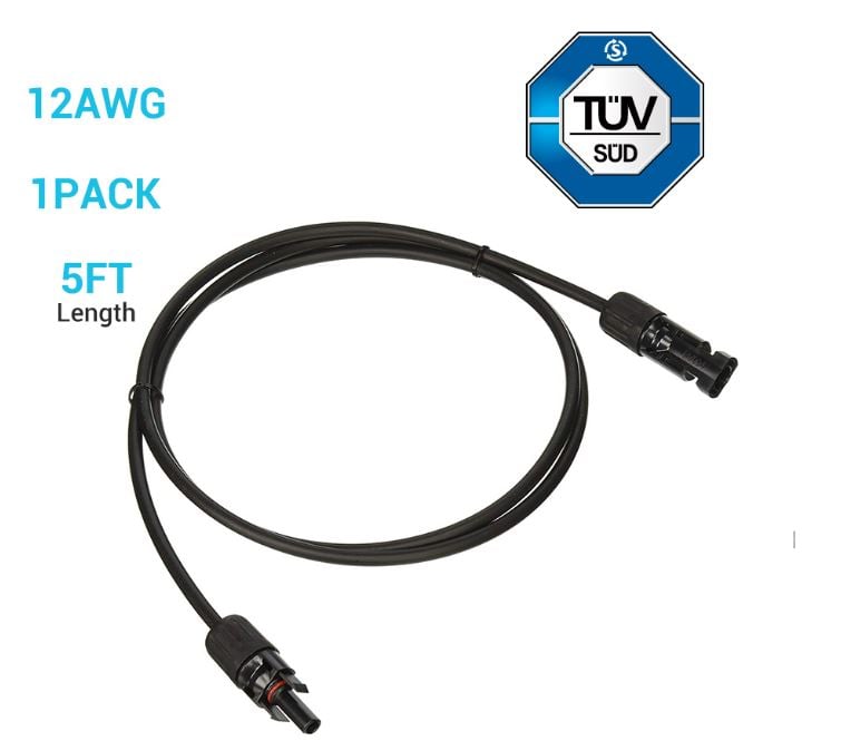 Renogy Solar Panel Extension Cable 5ft 12AWG (Single) — image 1