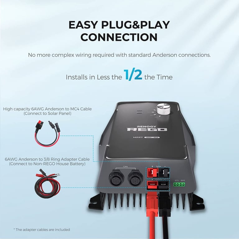 Renogy REGO 12V/60A MPPT Solar Charger with 10FT 6AWG — image 3