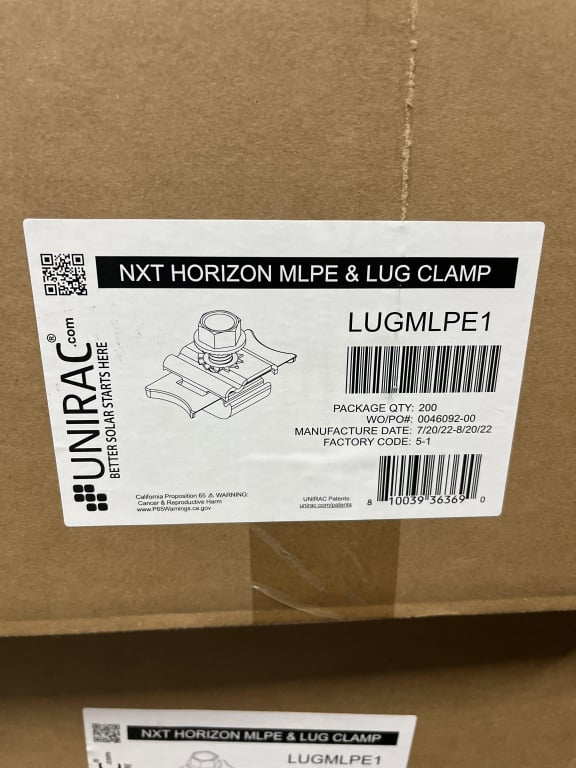 Unirac NXT Horizon MLPE & Lug Clamp — image 1