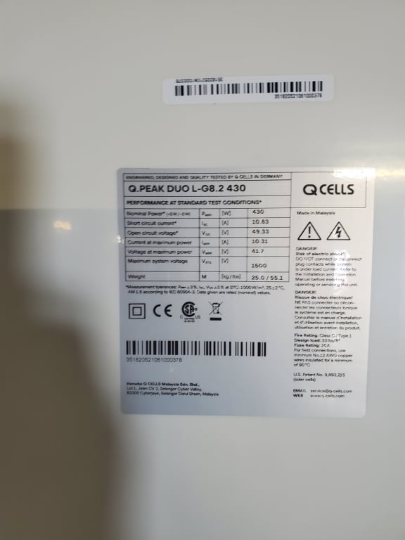 Hanwha Q Cells Q.Peak Duo 430W 144 Cell Solar Panel — image 2