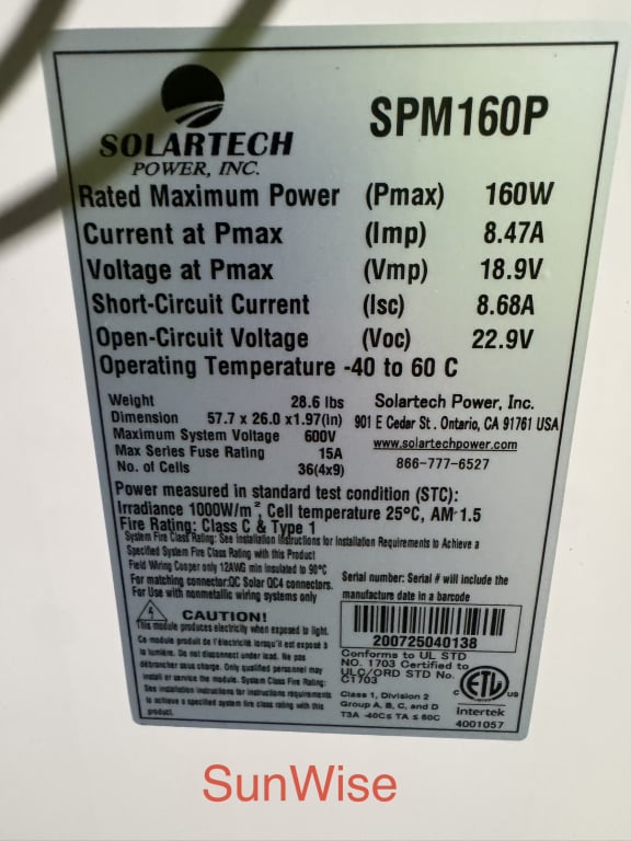Solartech 160W 36 Polycrystalline Cells Solar Panel — image 4