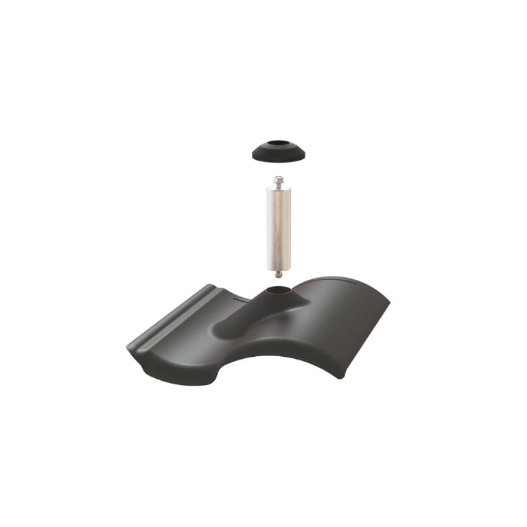 Pegasus Solar S-Tile Flashing w/ Post & EPDM Boot - Black — image 1