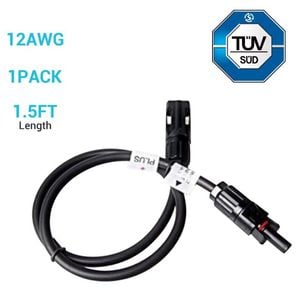 Renogy Solar Panel Extension Cable 1.5ft 12AWG (Single) Image
