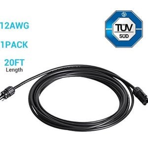 Renogy Solar Panel Extension Cable 20ft 12AWG (Single) Image