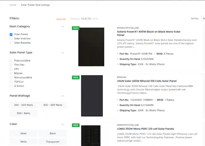 Listing filters