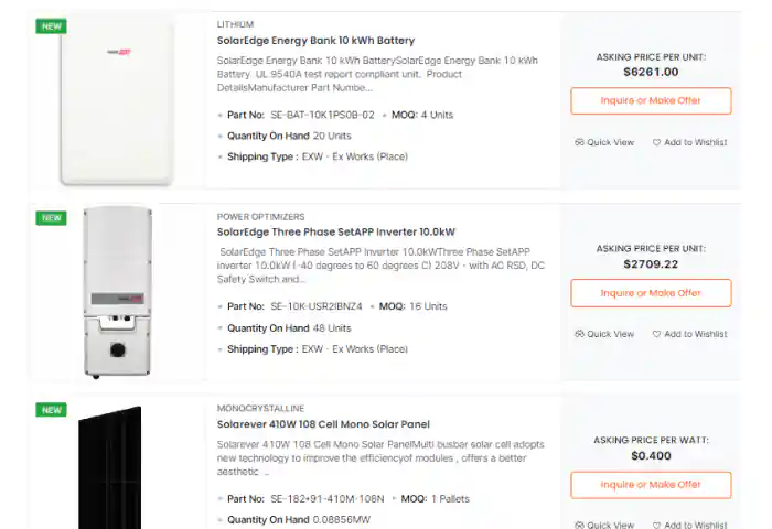 Solar Deals Listing