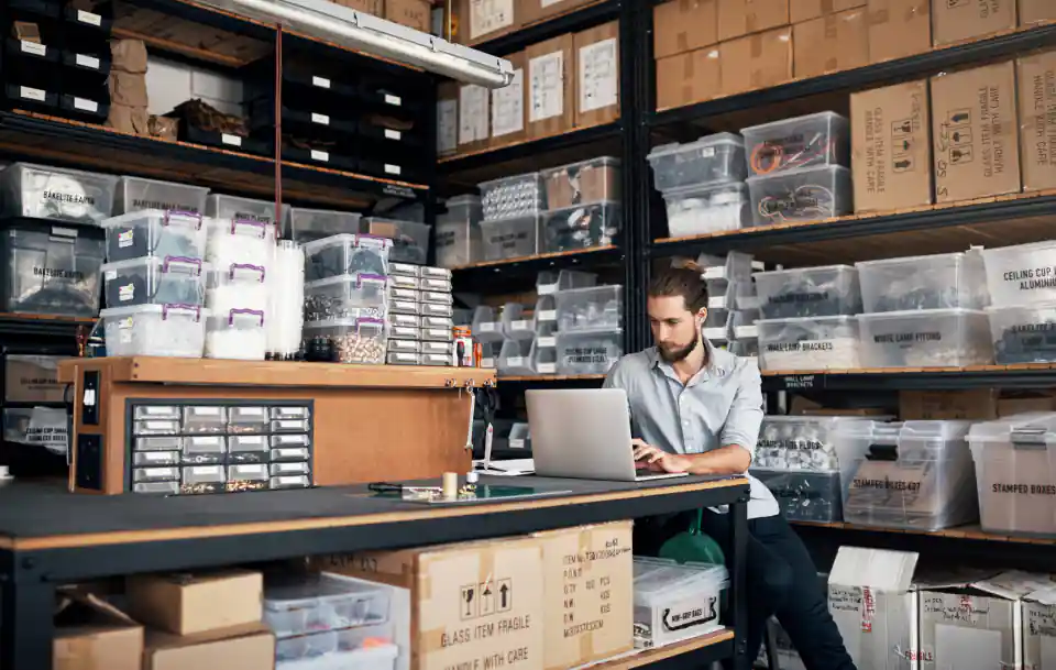 Working Sitting in Store Room