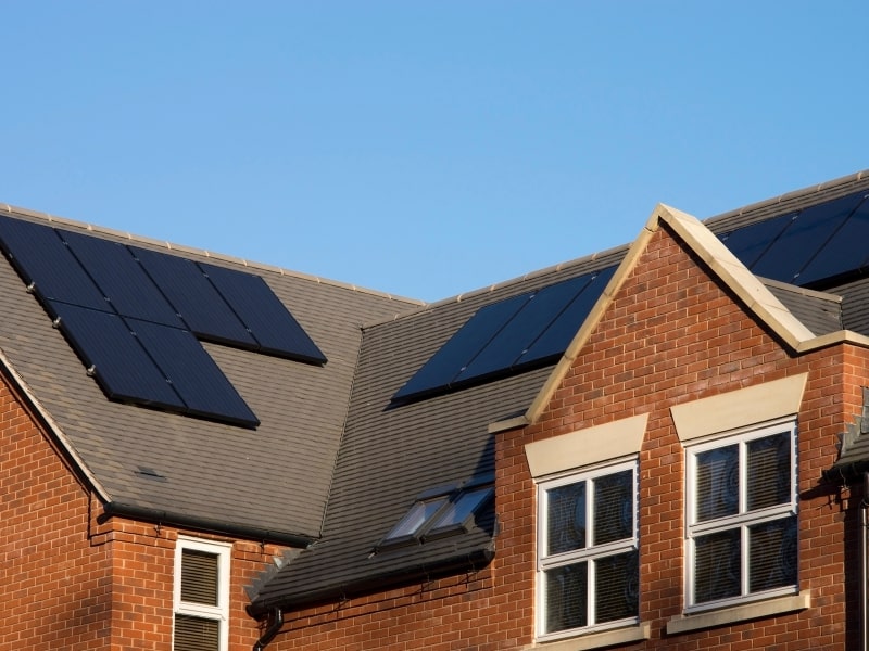black solar panel on house