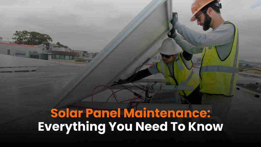 Solar panel maintenance with professional cleaning tools.