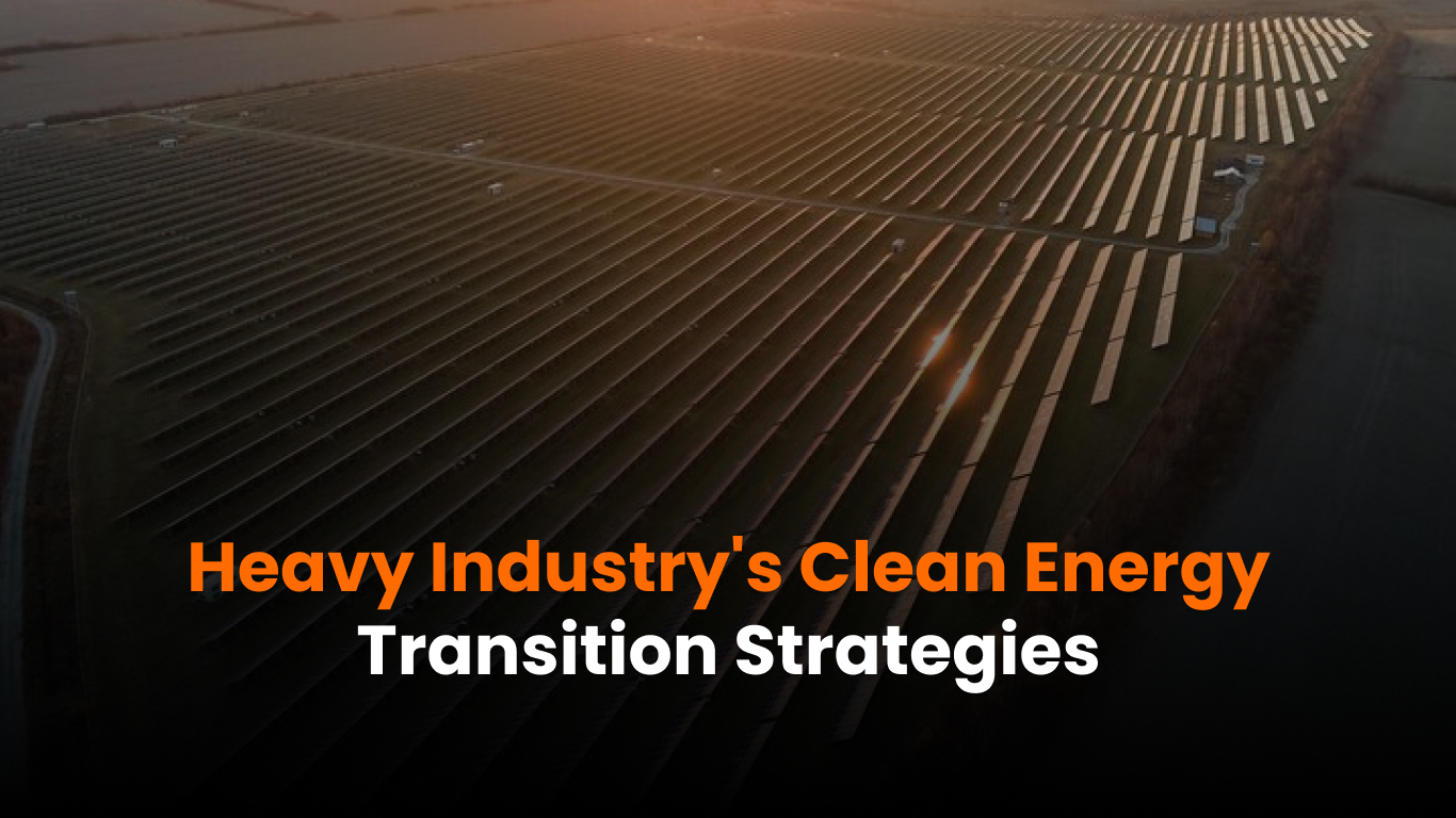 Heavy industry decarbonization concept with a steel plant adopting clean energy.
