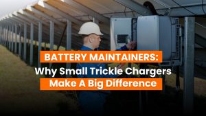 Battery maintainer connected to RV battery