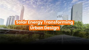Solar energy integrated into modern urban buildings and transit areas