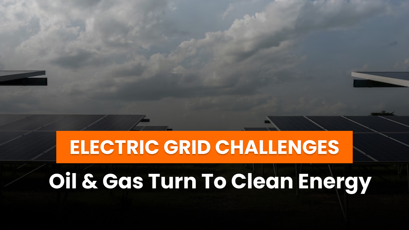 Electric grid demand concept with oil and gas facilities adopting solar power.