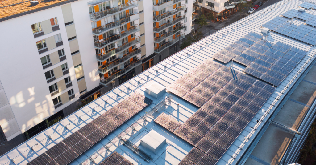 Solar panels for apartments installed on rooftop and balcony systems